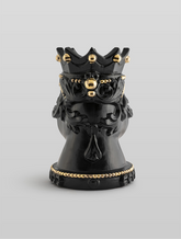 TESTA DI ORANGO NERO OPACO CON DETTAGLI ORO BEVILACQUA