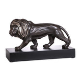 SCULTURA LEONE NERO DECORO PLATINO ED.LIMITATA