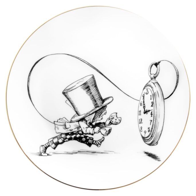 PIATTO PICCOLO ALICE NEL PAESE DELLE MERAVIGLIE MAD HATTER CLOCK PLATE RORY DOBNER