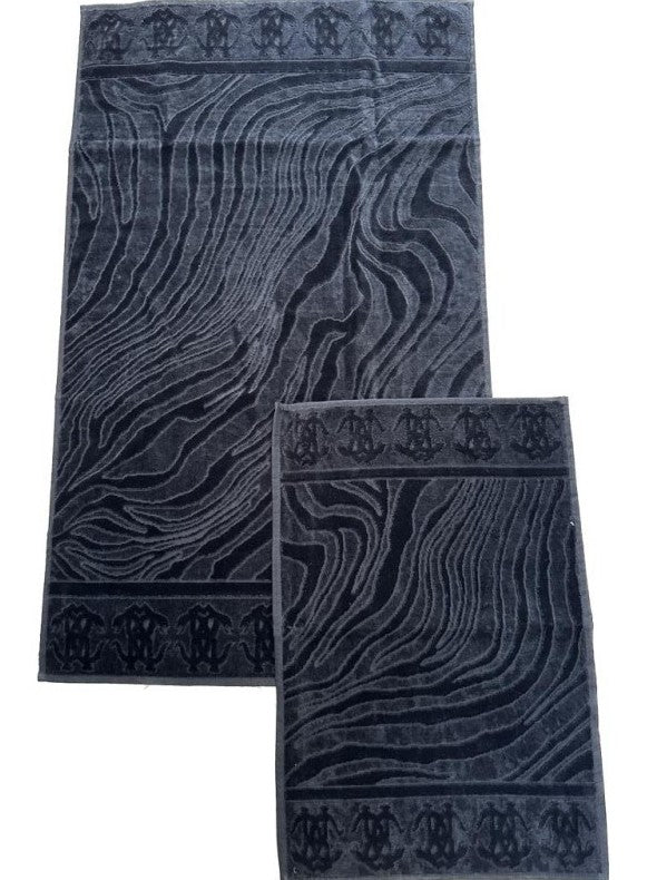 COMPLETO ASCIUGAMANI OKAPI 2PZ NERO 40X60+60X100 CM ROBERTO CAVALLI