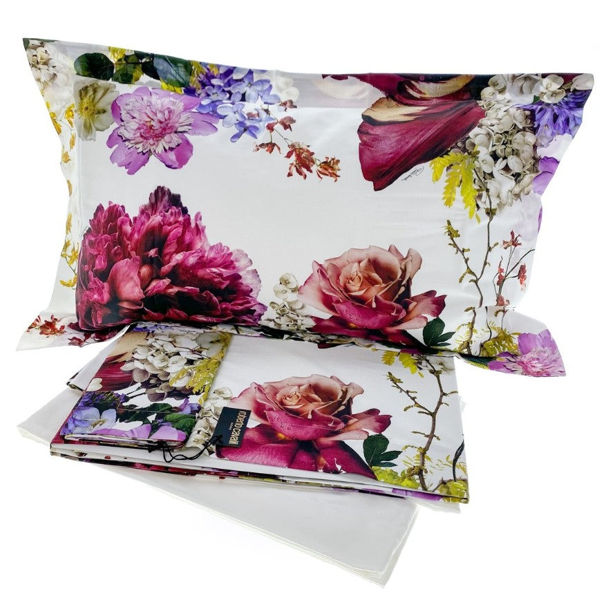 COMPLETO LENZUOLA FLORIS BIANCO ROBERTO CAVALLI