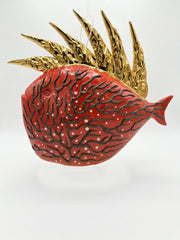 SCULTURA PESCE RILIEVO CRESTA ORO FUTURO D'ARTE